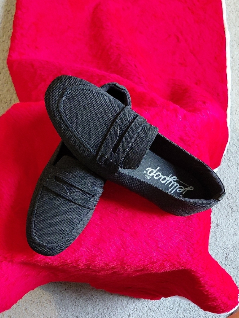 Jellypop Black Canvas Penny Loafers